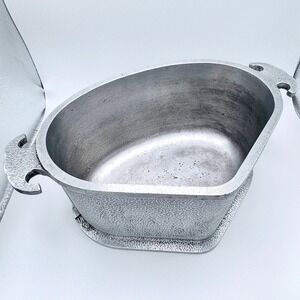 Vintage Guardian Service Pewter Aluminum Heart Shaped Bowl w Handles